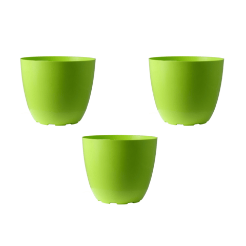 Set of 3 - 4 Inch Green Premium Orchid Round Plastic Pots