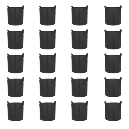 Set of 20 - 8x8 Inch Round Black LUMA Grow Bag - 400 GSM Heavy Duty Geo Fabric, Breathable, Reusable Planter for Home Gardening
