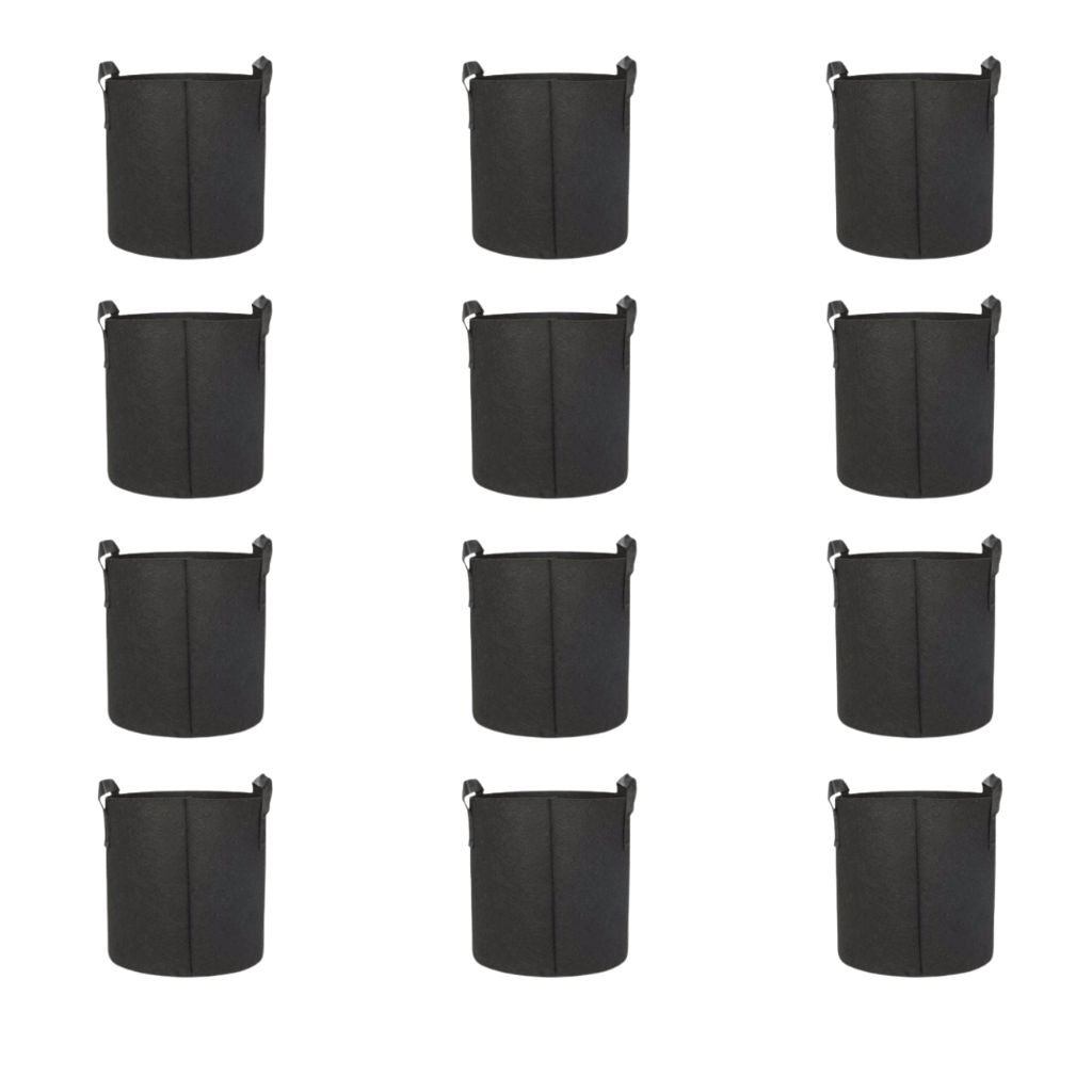 Set of 12 - 8x8 Inch Round Black LUMA Grow Bag - 400 GSM Heavy Duty Geo Fabric, Breathable, Reusable Planter for Home Gardening Set of 12 - 8x8 Inch Round Black LUMA Grow Bag - 400 GSM Heavy Duty Geo Fabric, Breathable, Reusable Planter for Home Gardening