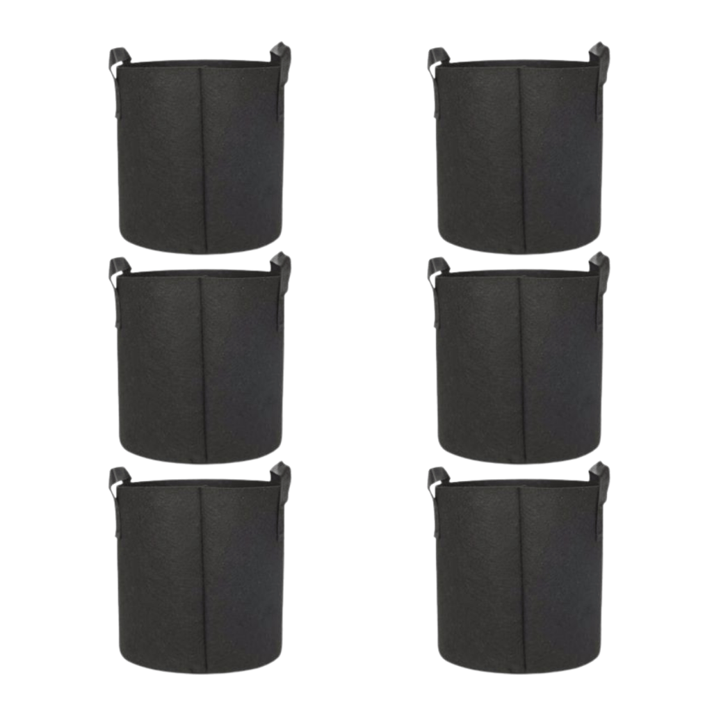 Set of 6 - 8x8 Inch Round Black LUMA Grow Bag - 400 GSM Heavy Duty Geo Fabric, Breathable, Reusable Planter for Home Gardening Set of 6 - 8x8 Inch Round Black LUMA Grow Bag - 400 GSM Heavy Duty Geo Fabric, Breathable, Reusable Planter for Home Gardening