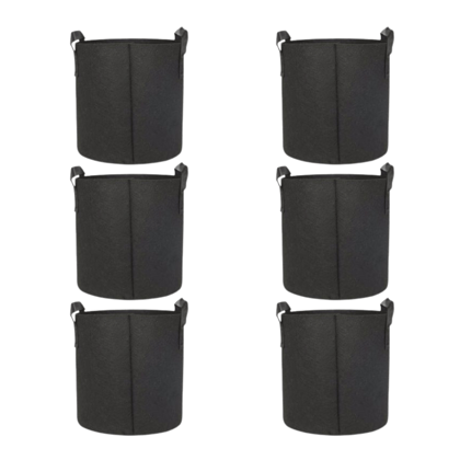 Set of 6 - 8x8 Inch Round Black LUMA Grow Bag - 400 GSM Heavy Duty Geo Fabric, Breathable, Reusable Planter for Home Gardening