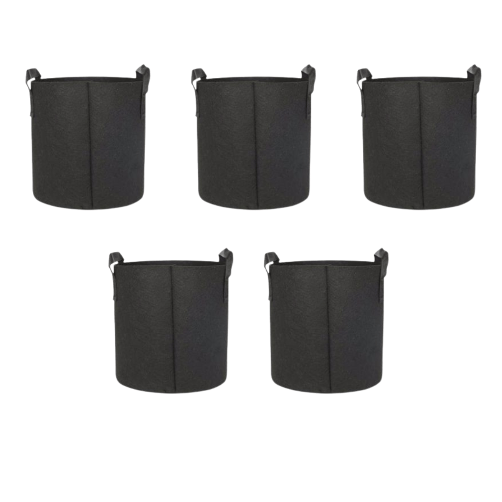 Set of 5 - 6x6 Inch Round Black LUMA Grow Bag - 400 GSM Heavy Duty Geo Fabric, Breathable, Reusable Planter for Home Gardening Set of 5 - 6x6 Inch Round Black LUMA Grow Bag - 400 GSM Heavy Duty Geo Fabric, Breathable, Reusable Planter for Home Gardening
