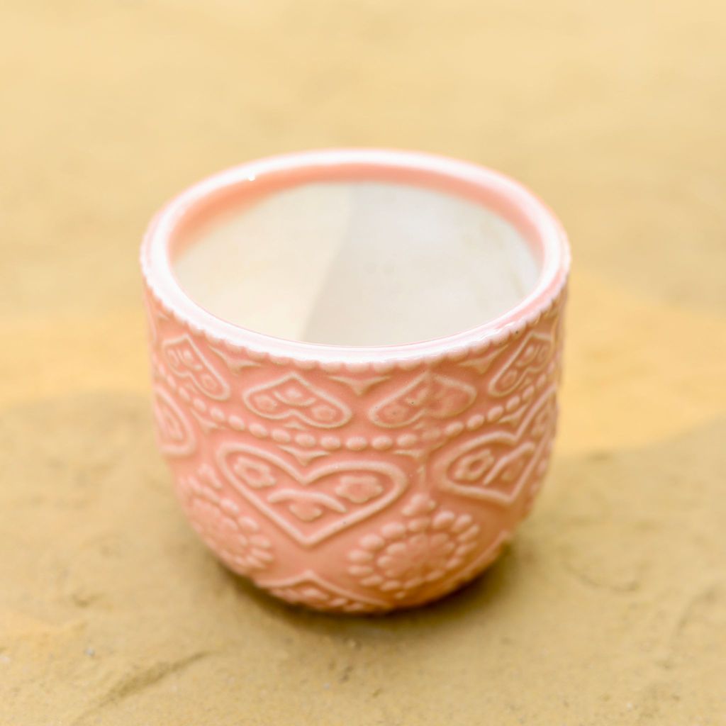 3.5 Inch Pink 3D Heart Handcrafted Textured Ceramic Pot - Minimalist Glossy Succulent Pot, Indoor Flower Pot for Home and Office Decor 3.5 Inch Pink 3D Heart Handcrafted Textured Ceramic Pot - Minimalist Glossy Succulent Pot, Indoor Flower Pot for Home and Office Decor