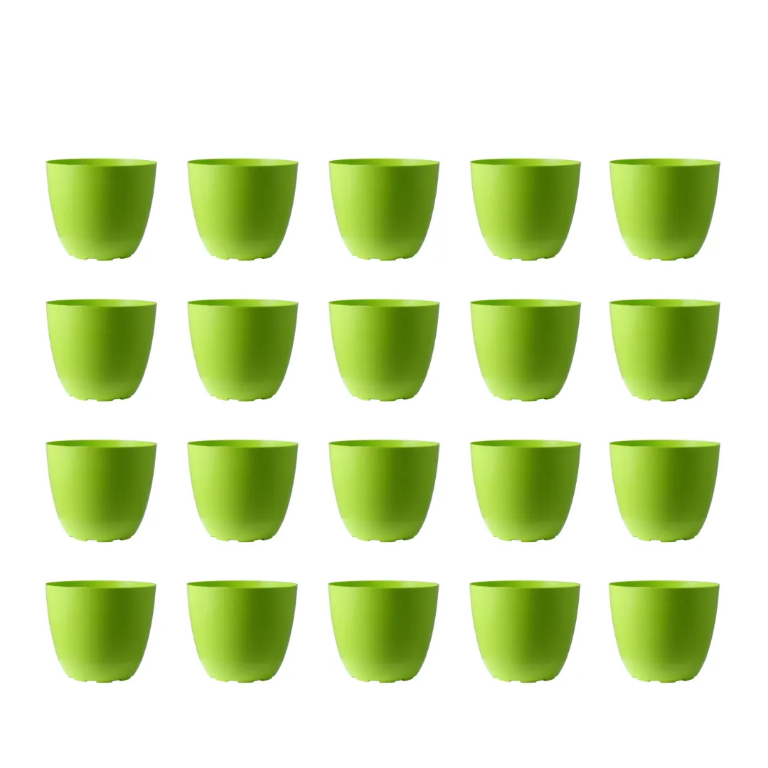 Set of 20 - 4 Inch Green Premium Orchid Round Plastic Pot
