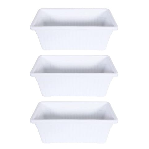 Set of 3 - 14 Inch White Premium Jupiter Rectangular Window Planter