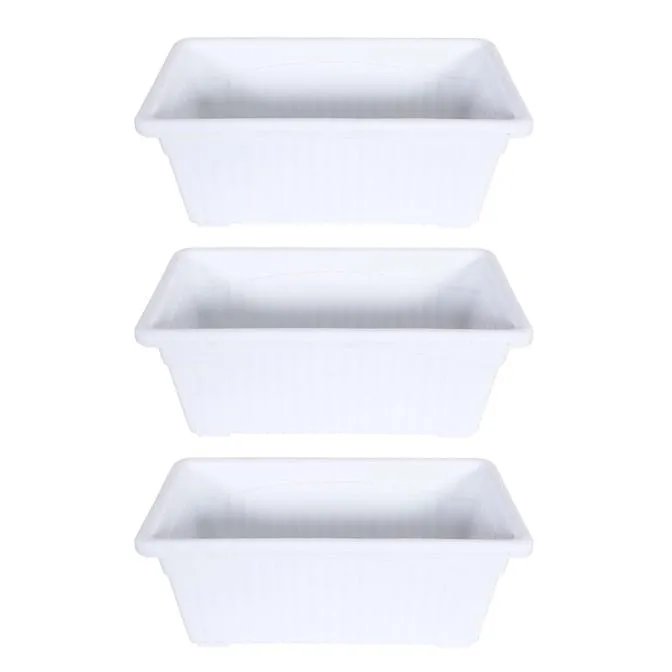 Set of 3 - 14 Inch White Premium Jupiter Rectangular Window Planter