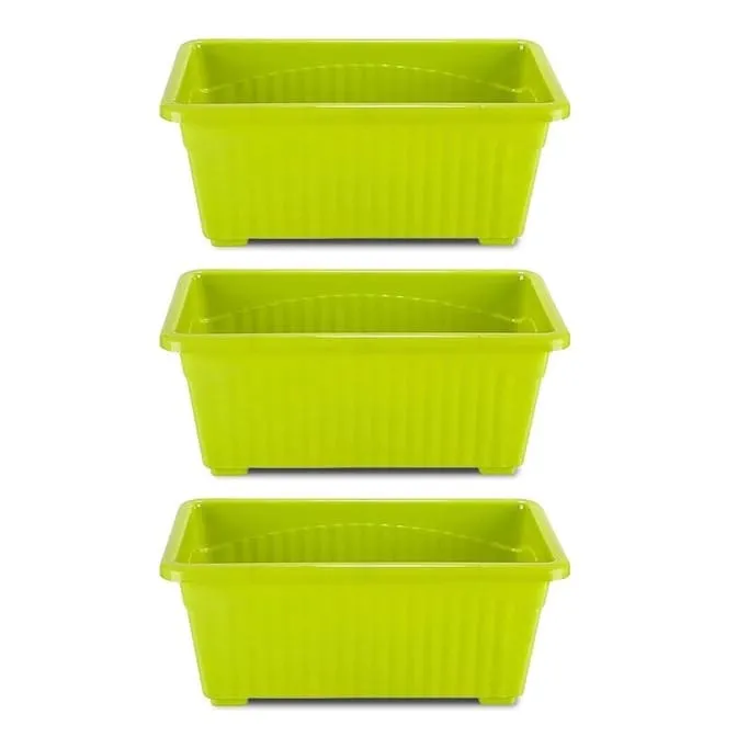 Set of 3 - 14 Inch Green  Premium Jupiter Rectangular Window Planter