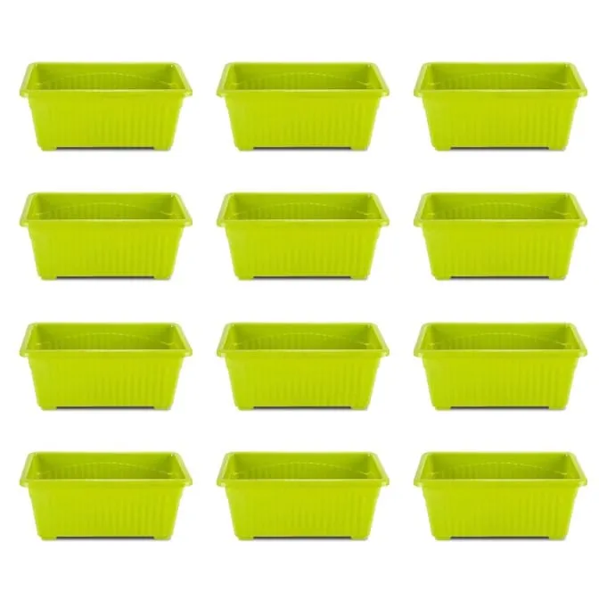 Set of 12 - 14 Inch Green Premium Jupiter Rectangular Window Planter