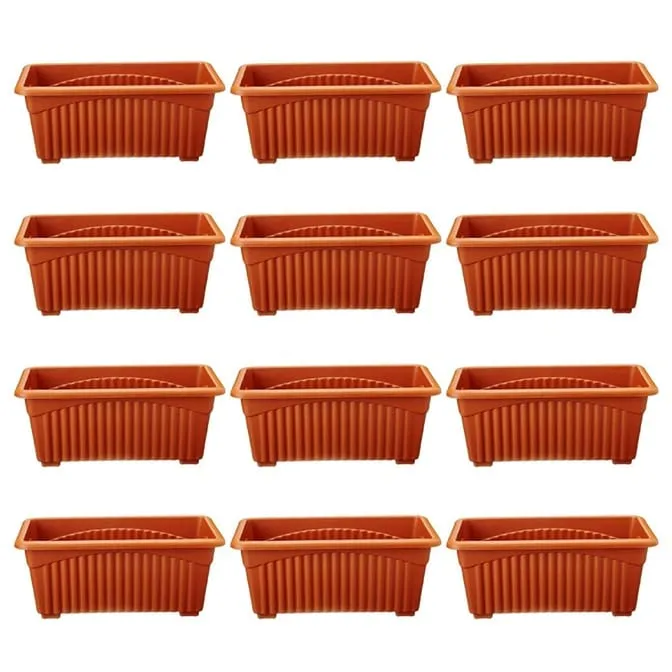 Set of 12 - 14 Inch Brown Premium Jupiter Rectangular Window Planter