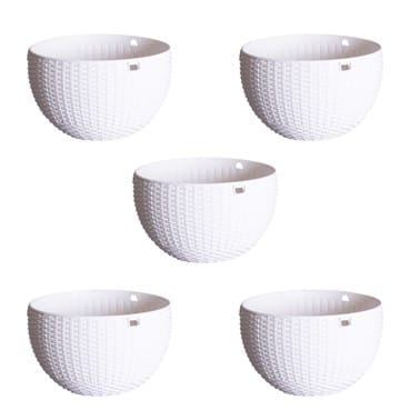 Buy Set of 05 - 7 X 4.5 Inch White Premium Euro Hanging Plastic Pot Online | Urvann.com