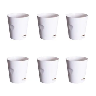 Set of 06 - 4 Inch White Florence Self Watering Pot