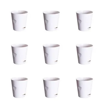 Set of 09 - 4 Inch White Florence Self Watering Pot
