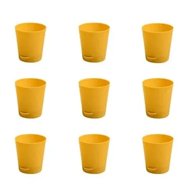 Set of 09 - 4 Inch Yellow Florence Self Watering Pot