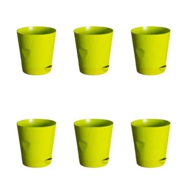 Set of 06 - 4 Inch Green Florence Self Watering Pot