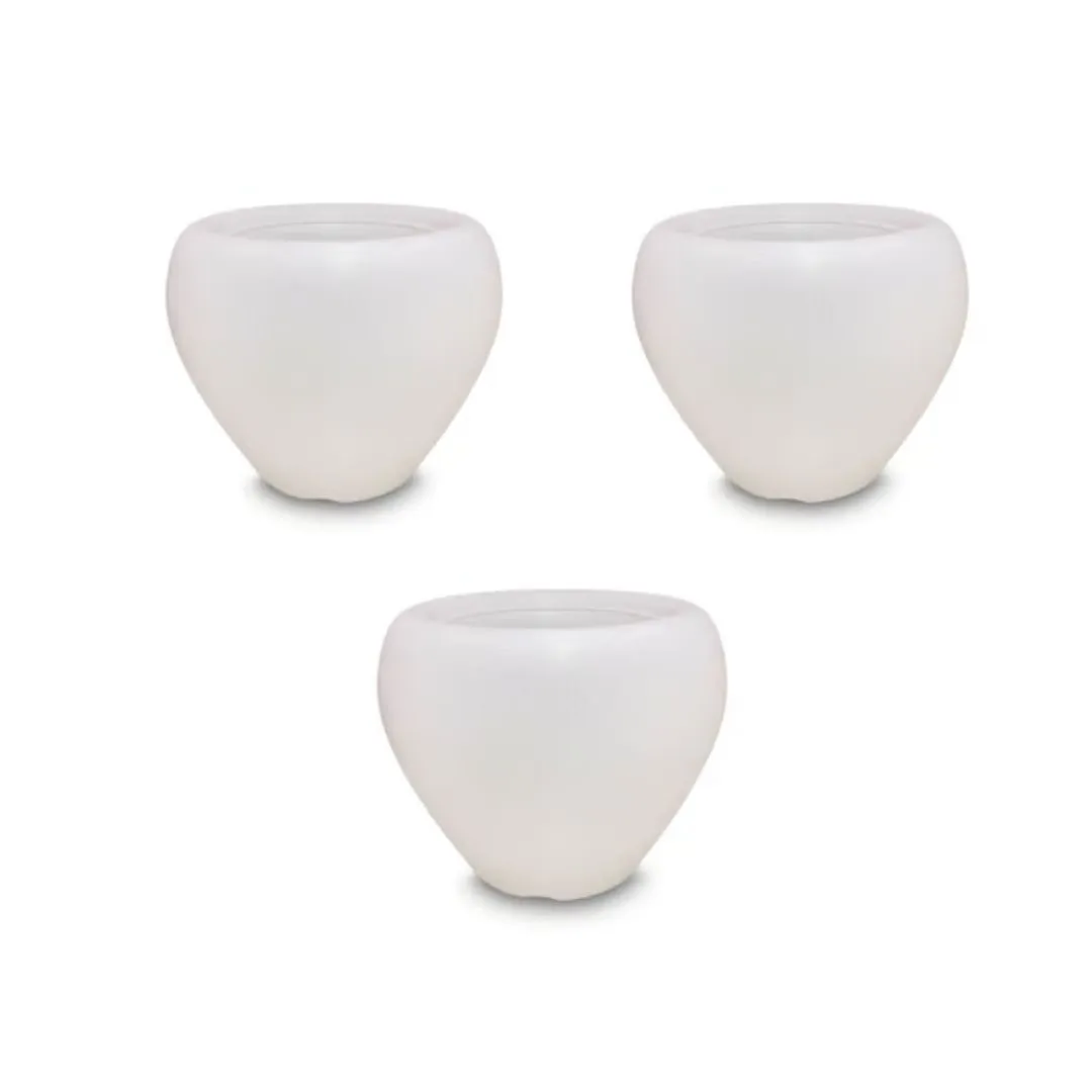 Set of 3 - 4 Inch White Apple Plastic Pot