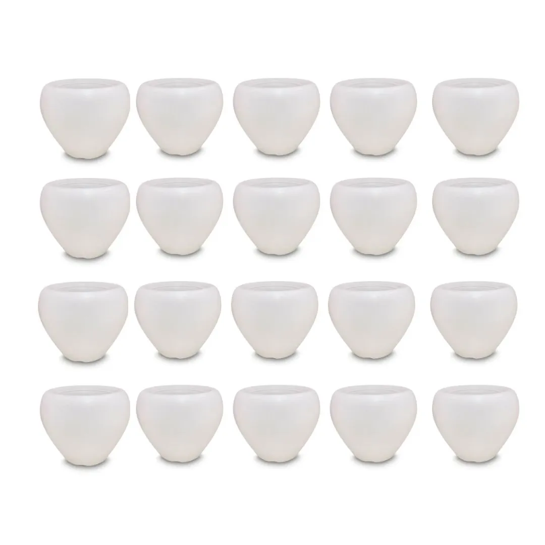 Set of 20 - 4 Inch White Apple Plastic Pot