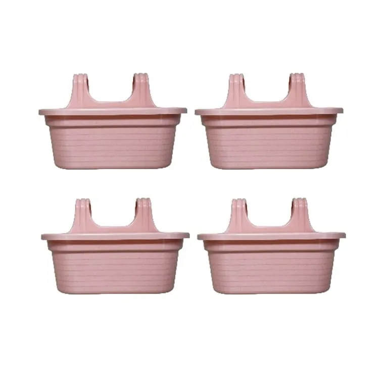 Set of 4 - 14 X 10 Inch Pink Marble Double Hook Hanging Plastic Pot