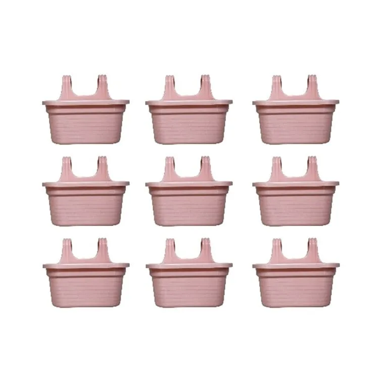 Set of 9 - 14 X 10 Inch Pink Marble Double Hook Hanging Plastic Pot