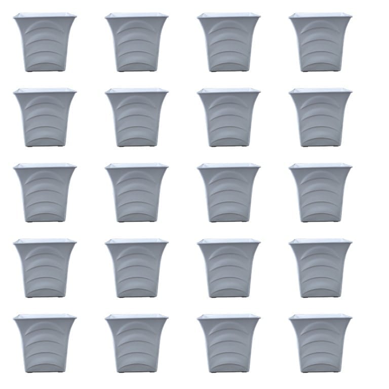 Set of 20 - 08 Inch White Premium Tokyo Square Plastic Pot