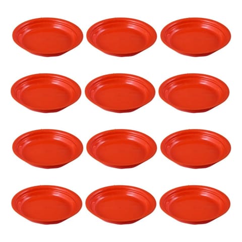 Set of 12 - 6.5 Inch Terracotta Red Premium Round Trays - To keep under the Pots