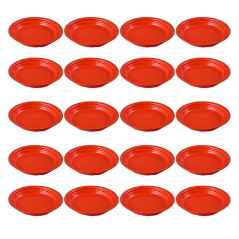 Set of 20 - 6.5 Inch Terracotta Red Premium Round Trays - To keep under the Pots