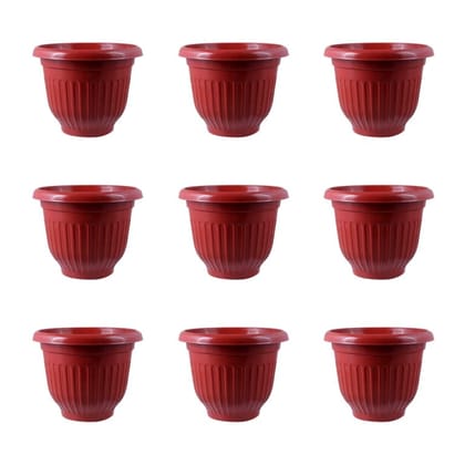 Buy Set of 09 - 8 Inch Terracotta Red Premium Olive Plastic Pot Online | Urvann.com