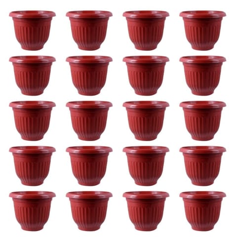 Set of 20 - 8 Inch Terracotta Red Olive Plastic Pot
