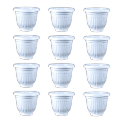 Set of 12 - 8 Inch White Olive Plastic Pot