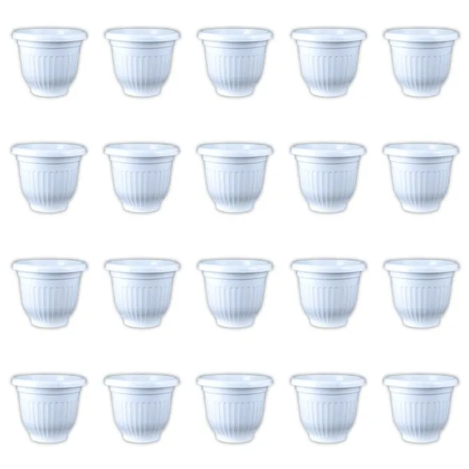 Set of 20 - 8 Inch White Olive Plastic Pot
