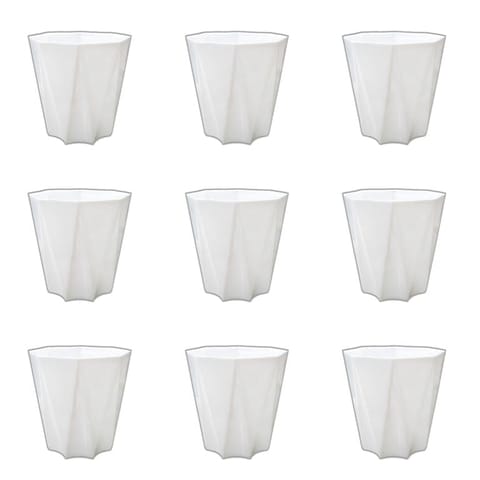 Set of 9 - 4 Inch White Premium Diamanti Plastic Pot