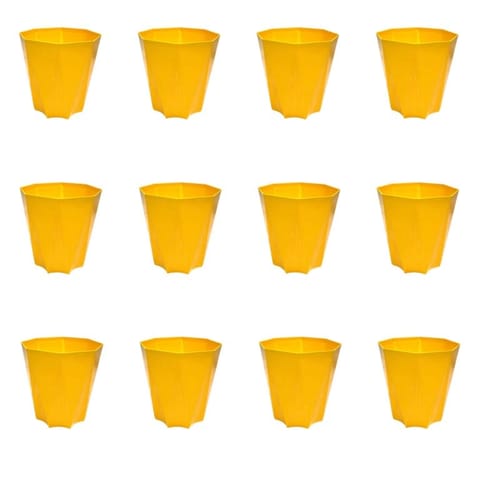 Set of 12 - 4 Inch Yellow Premium Diamanti Plastic Pot