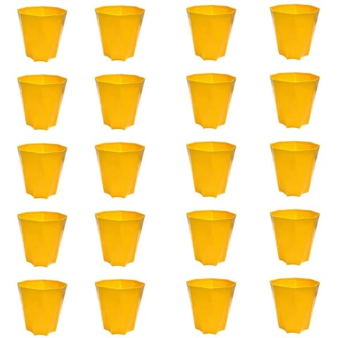 Set of 20 - 4 Inch Yellow Premium Diamanti Plastic Pot