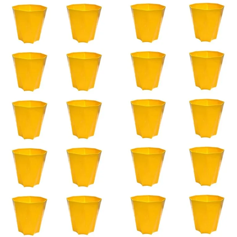 Set of 20 - 4 Inch Yellow Premium Diamanti Plastic Pot