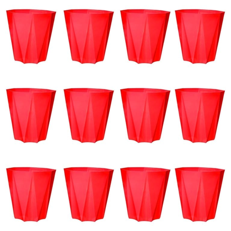 Set of 12 - 4 Inch Red Premium Diamanti Plastic Pot