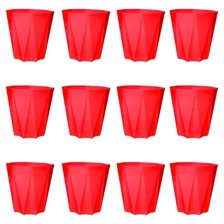 Set of 12 - 4 Inch Red Premium Diamanti Plastic Pot