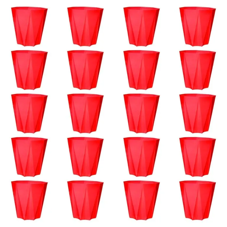 Set of 20 - 4 Inch Red Premium Diamanti Plastic Pot