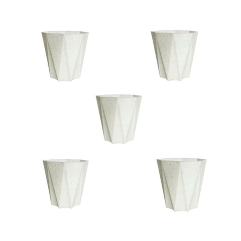 Set of 5 - 6 Inch Marble White Diamanti Plastic Pot