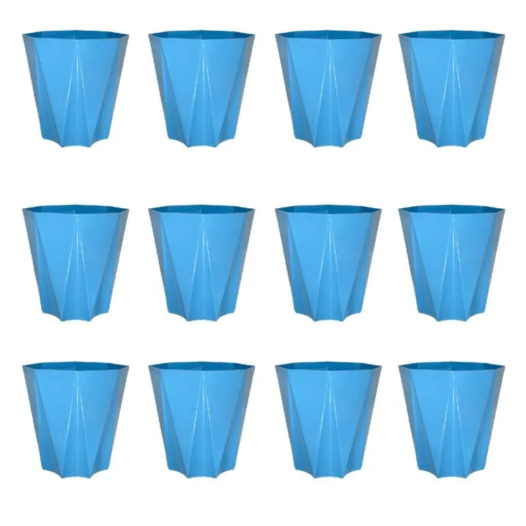 Set of 12 - 4 Inch Blue Marble Premium Diamanti Plastic Pot
