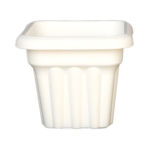 8 Inch White Heavy Square Plastic Pot