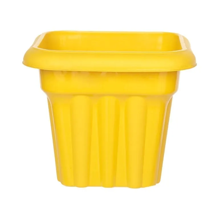 8 Inch Yellow Heavy Square Plastic Pot