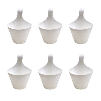 Buy Set of 06 - 8 Inch White Single Hook Hanging Plastic Pot Online | Urvann.com