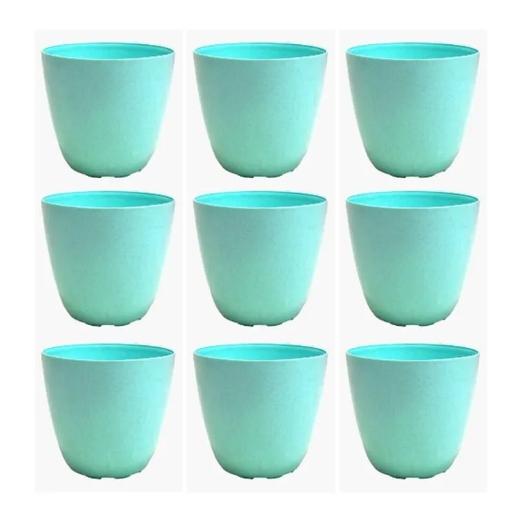 Set of 9 - 4 Inch Blue Marble Premium Orchid Round Plastic Pot