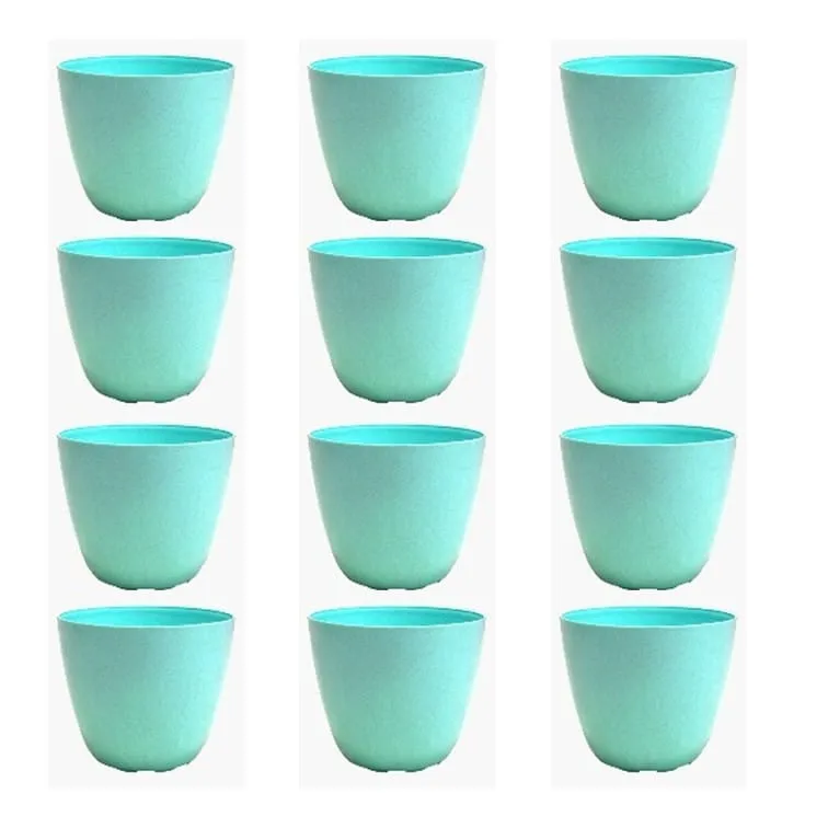 Set of 12 - 4 Inch Blue Marble Premium Orchid Round Plastic Pot