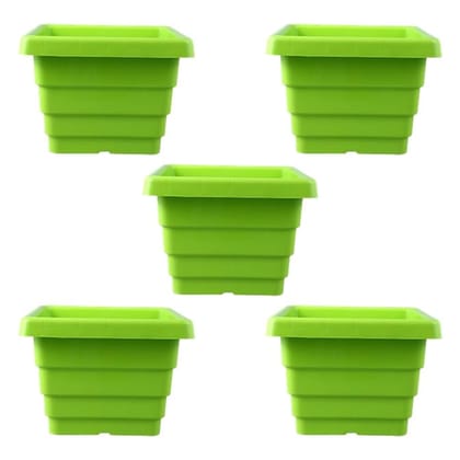 Buy Set of 05 - 4 Inch Green Premium Orchid Square Plastic Pot Online | Urvann.com