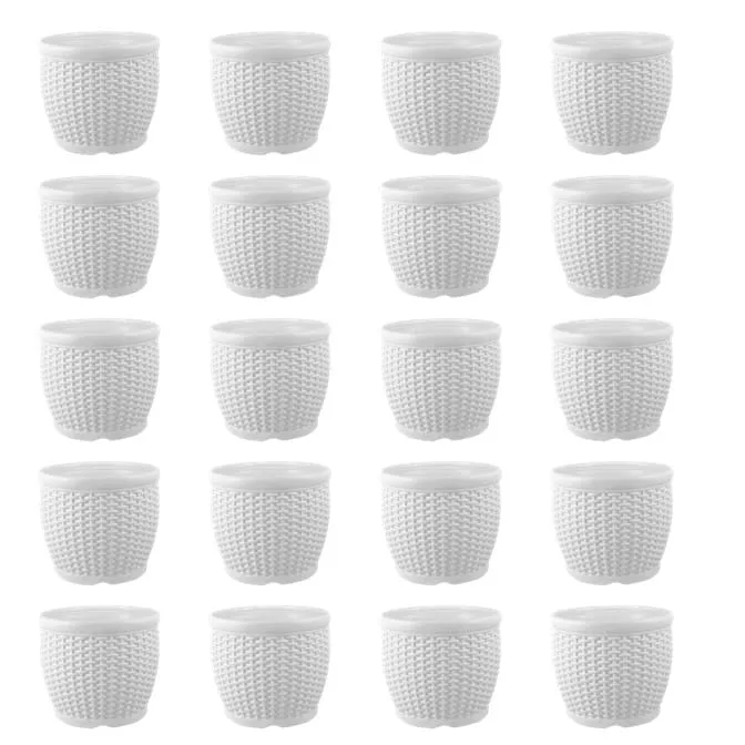 Set of 20 - 8 Inch White Marble Premium Matt Classic Plastic Pot