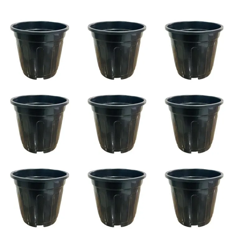 Set of 09 - 12 Inch Black Super Nursery Pot