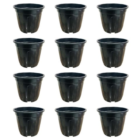 Set of 12 - 12 Inch Black Super Nursery Pot