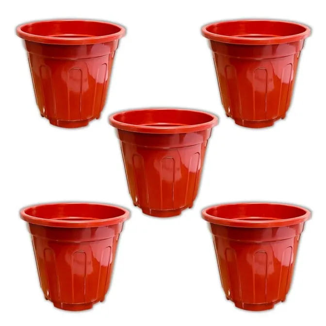Set of 05 - 12 Inch Red Super Nursery Pot