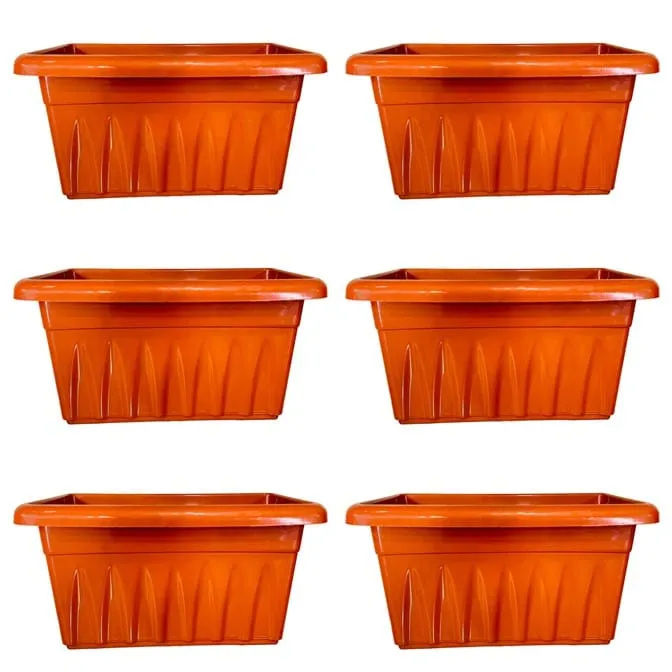 Set of 06 - 20 Inch Terracotta Red Premium Supreme Window Plastic Planter