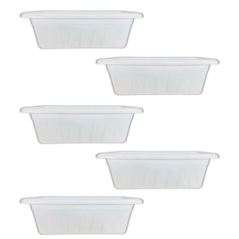 Set of 05 - 20 Inch White Premium Supreme Window Plastic Planter